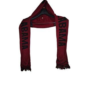 Alabama Crimson Fan Unisex College Football Hooded Fringe Pocketed Winter Scarf
